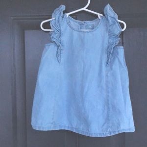 Old Navy light chambray top with ruffle sleeve. Like new